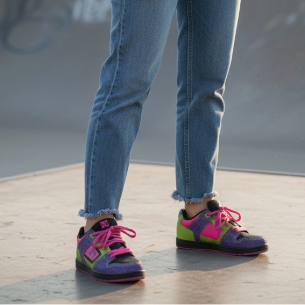 Vibrant Pink & Green Women's Low-Top Sneakers